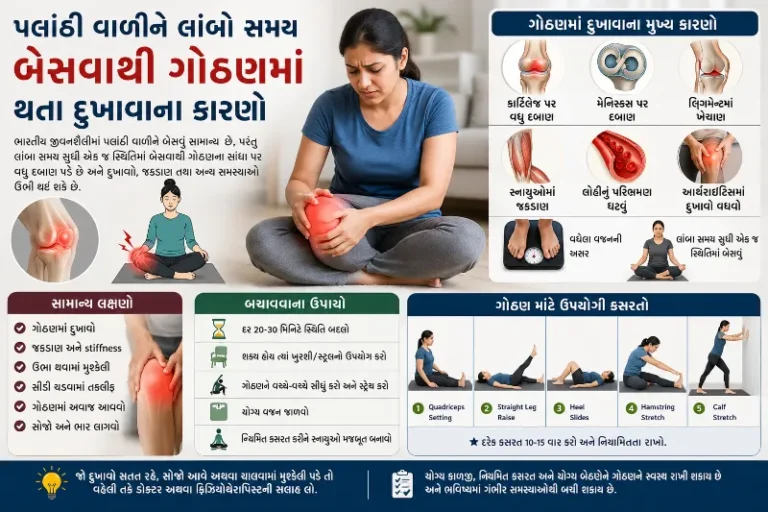 પલાંઠી વાળીને લાંબો સમય બેસવાથી ગોઠણમાં થતા દુખાવાના કારણો