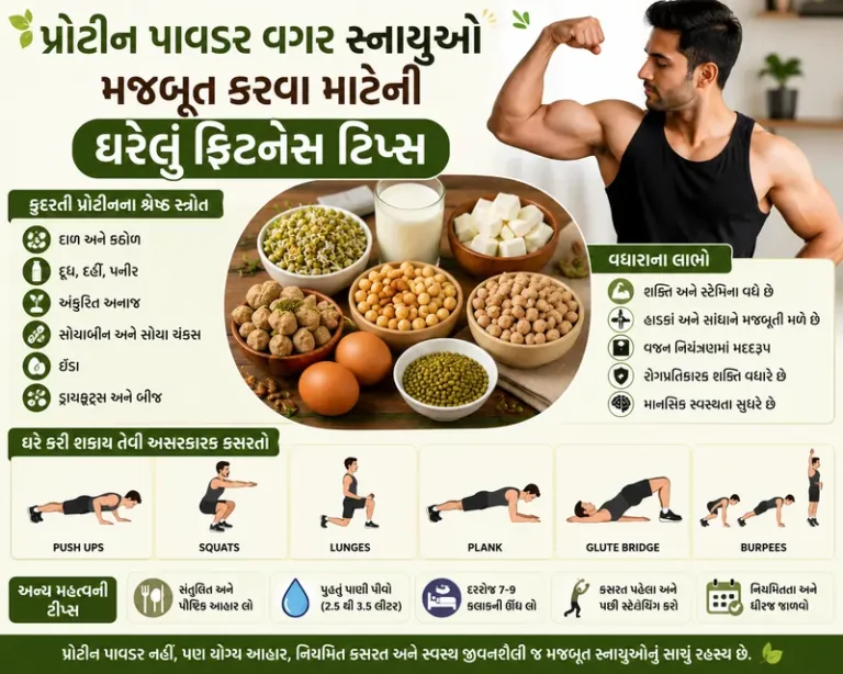 પ્રોટીન પાવડર વગર સ્નાયુઓ મજબૂત કરવા માટેની ઘરેલું ફિટનેસ ટિપ્સ