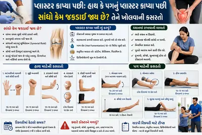 પ્લાસ્ટર કાપ્યા પછી હાથ કે પગનું પ્લાસ્ટર કાપ્યા પછી સાંધો કેમ જકડાઈ જાય છે તેને ખોલવાની કસરતો.