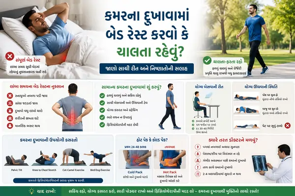 બેડ રેસ્ટ (Bed Rest) કમરના દુખાવામાં સંપૂર્ણ આરામ કરવો કે ચાલુ-ફરતું રહેવું