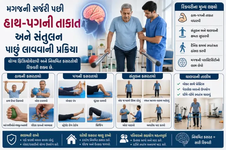 મગજની સર્જરી પછી હાથ-પગની તાકાત અને સંતુલન પાછું લાવવાની પ્રક્રિયા.