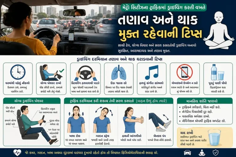 મેટ્રો સિટીઝના ટ્રાફિકમાં ડ્રાઇવિંગ કરતી વખતે તણાવ અને થાક મુક્ત રહેવાની ટિપ્સ.