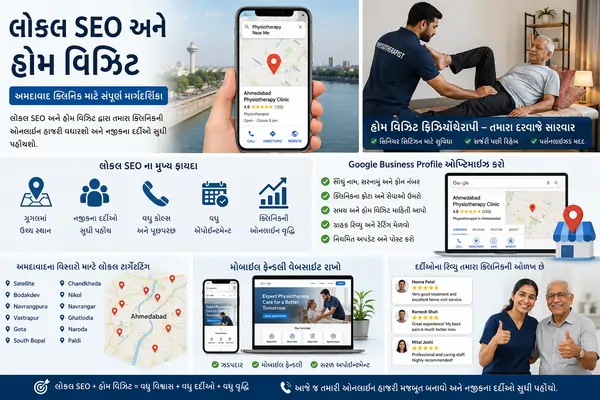 લોકલ SEO અને હોમ વિઝિટ (Local SEO for Ahmedabad Clinics)(તમારા ક્લિનિકની આસપાસના દર્દીઓને આકર્ષવા માટે આ ટોપિક્સ બેસ્ટ છે)