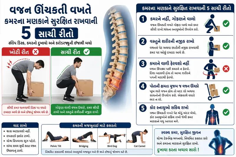 વજન ઊંચકતી વખતે કમરના મણકાને સુરક્ષિત રાખવાની 5 સાચી રીતો