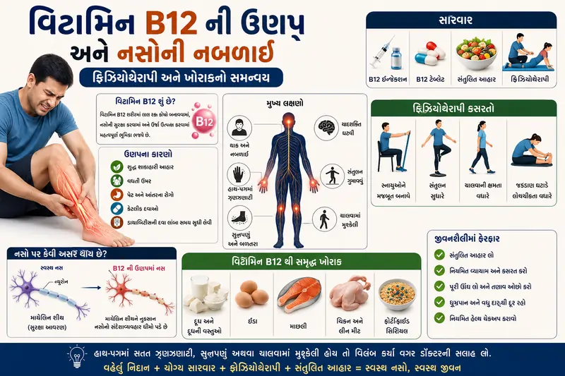 વિટામિન B12 ની ઉણપ અને નસોની નબળાઈ ફિઝિયોથેરાપી અને ખોરાકનો સમન્વય