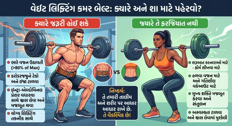 વેઇટ લિફ્ટિંગ દરમિયાન કમરનો બેલ્ટ પહેરવો જરૂરી છે