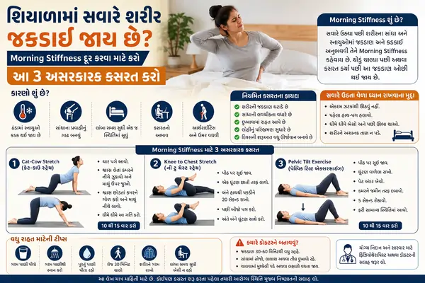 શિયાળાની સવારે પથારીમાંથી ઉઠતાવેંત શરીર જકડાઈ જતું હોય (Morning Stiffness) તો આ 3 કસરત કરો.