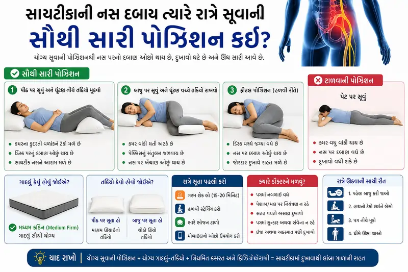 સાયટીકાની નસ દબાય ત્યારે રાત્રે સૂવાની સૌથી સારી પોઝિશન કઈ
