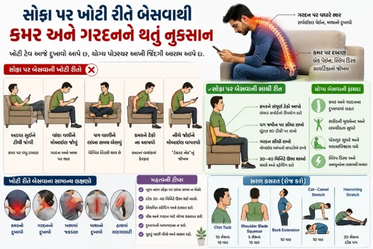 સોફા પર ખોટી રીતે બેસવાથી કમર અને ગરદનને થતું નુકસાન