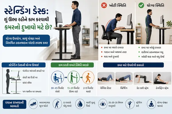 સ્ટેન્ડિંગ ડેસ્ક (Standing Desk) શું ઊભા રહીને કામ કરવાથી કમરનો દુખાવો મટે છે