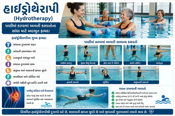 હાઇડ્રોથેરાપી (Hydrotherapy) પાણીમાં કરવામાં આવતી કસરતોના સાંધા માટે અદભુત ફાયદા.