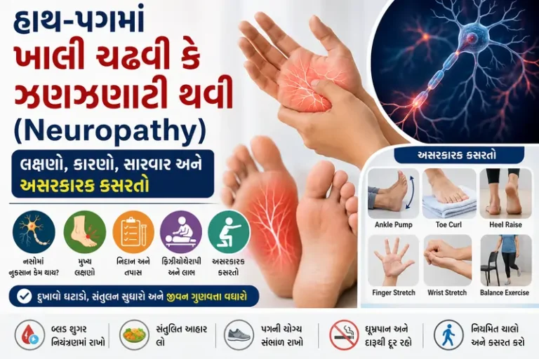 હાથ-પગમાં ખાલી ચઢવી કે ઝણઝણાટી થવી (Neuropathy) લક્ષણો અને કસરતો