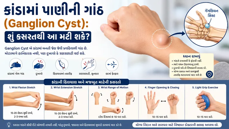 કાંડામાં પાણીની ગાંઠ થવી (Ganglion Cyst) શું કસરતથી આ મટી શકે