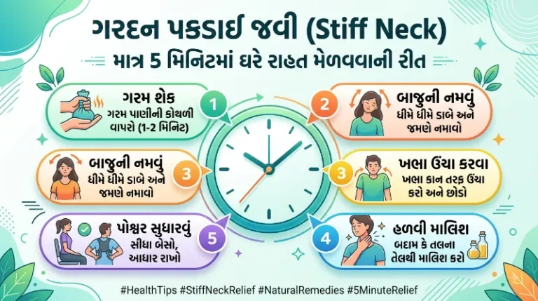 ગરદન પકડાઈ જવી (Stiff Neck) માત્ર 5 મિનિટમાં ઘરે રાહત મેળવવાની રીત