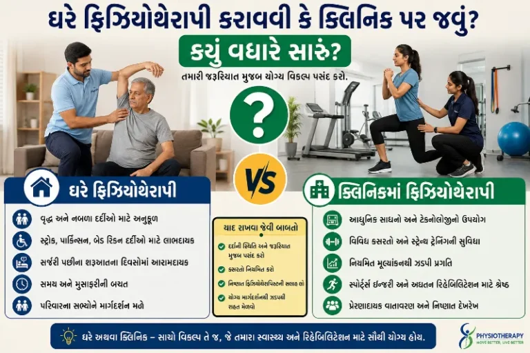 ઘરે ફિઝિયોથેરાપી કરાવવી કે ક્લિનિક પર જવું કયું વધારે સારું