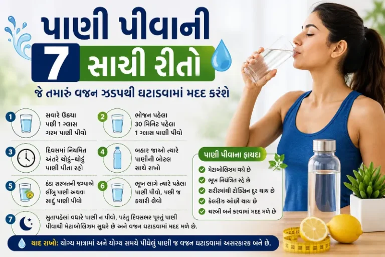 પાણી પીવાની ૭ સાચી રીતો જે તમારું વજન ઝડપથી ઘટાડવામાં મદદ કરશે