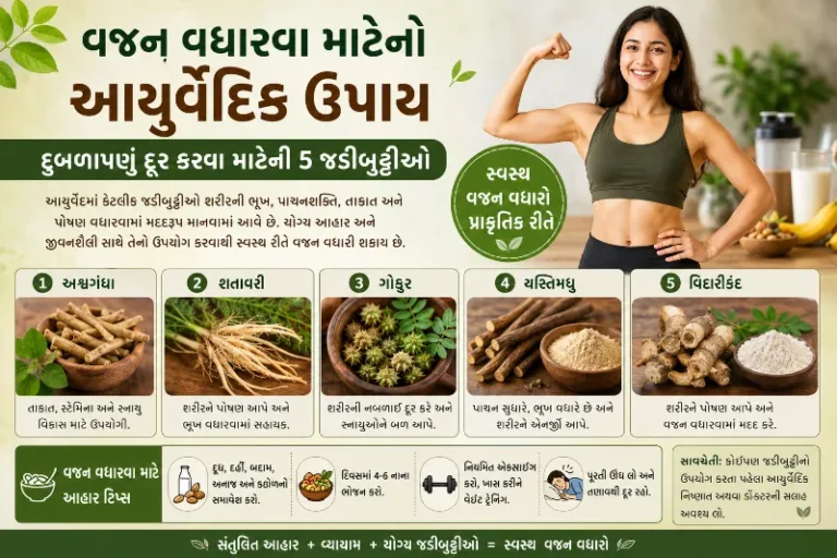વજન વધારવા માટેનો આયુર્વેદિક ઉપાય દુબળાપણું દૂર કરવા માટેની ૫ જડીબુટ્ટીઓ