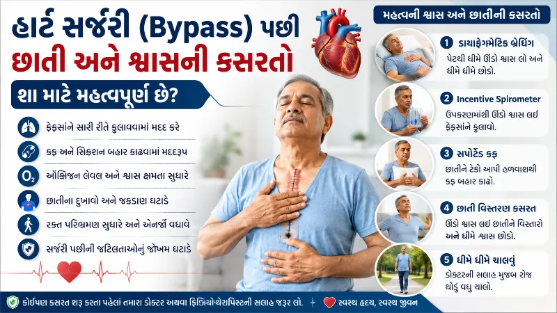 હાર્ટ સર્જરી (Bypass) પછી છાતી અને શ્વાસની કસરતોનું મહત્વ