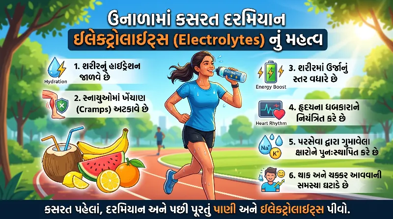 ઉનાળામાં કસરત કરતી વખતે ઇલેક્ટ્રોલાઇટ્સ (Electrolytes) નું મહત્વ.