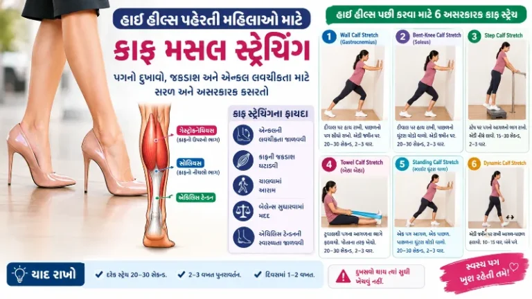ઊંચી એડીના ચંપલ (High Heels) પહેરતી મહિલાઓ માટે કાફ મસલ સ્ટ્રેચિંગ