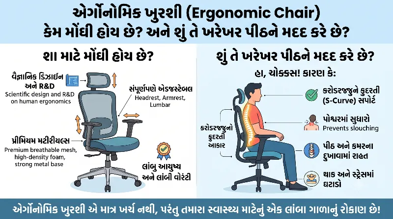 એર્ગોનોમિક ખુરશી (Ergonomic Chair) કેમ મોંઘી હોય છે શું તે ખરેખર પીઠને મદદ કરે છે
