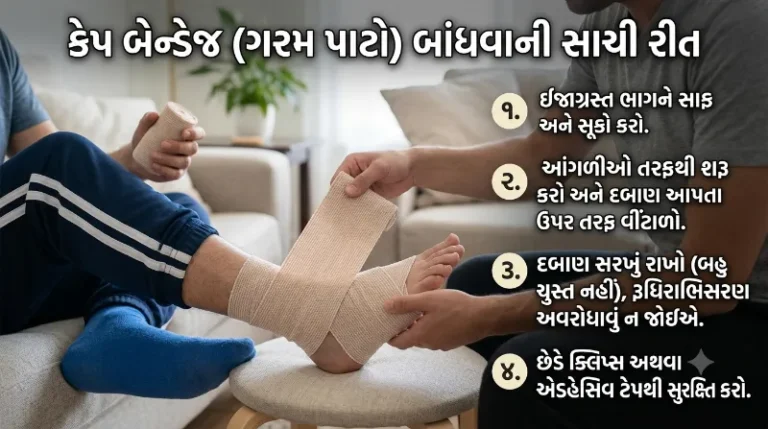ક્રેપ બેન્ડેજ (ગરમ પાટો) બાંધવાની સાચી રીત કઈ છે