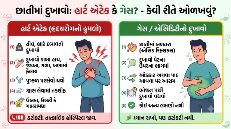 છાતીમાં દુખાવો થાય ત્યારે હાર્ટ એટેક છે કે ગેસનો દુખાવો કેવી રીતે ઓળખવું