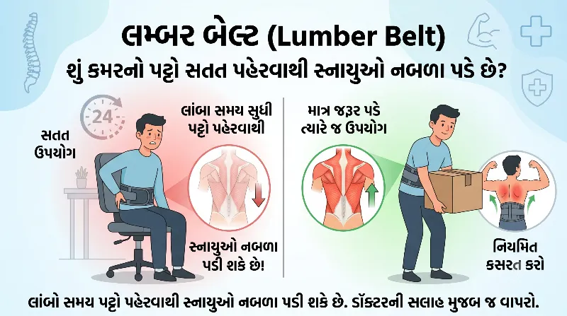 લમ્બર બેલ્ટ (Lumber Belt) શું કમરનો પટ્ટો સતત પહેરવાથી સ્નાયુઓ નબળા પડે છે