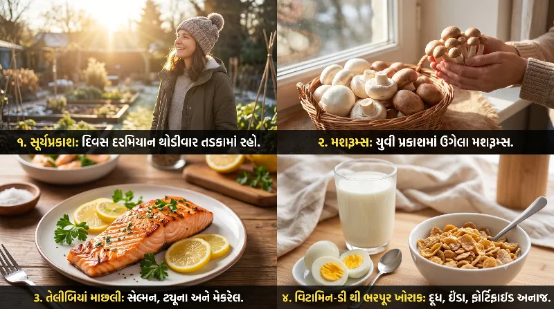 શિયાળામાં વિટામિન D ની કમી પૂરી કરવાના કુદરતી રસ્તાઓ.