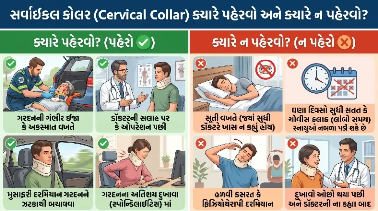 સર્વાઇકલ કોલર (Cervical Collar) ક્યારે પહેરવો અને ક્યારે ન પહેરવો
